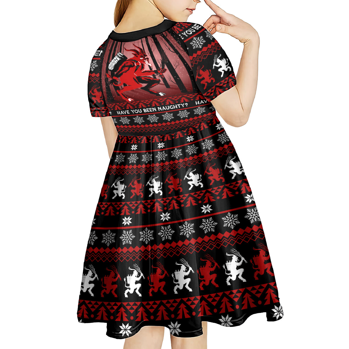 Wonder Print Christmas Kid Short Sleeve Dress Merry Krampus - Wonder Print Shop