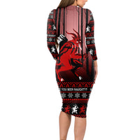 Wonder Print Christmas Long Sleeve Bodycon Dress Merry Krampus - Wonder Print Shop