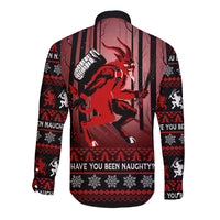 Wonder Print Christmas Long Sleeve Button Shirt Merry Krampus - Wonder Print Shop