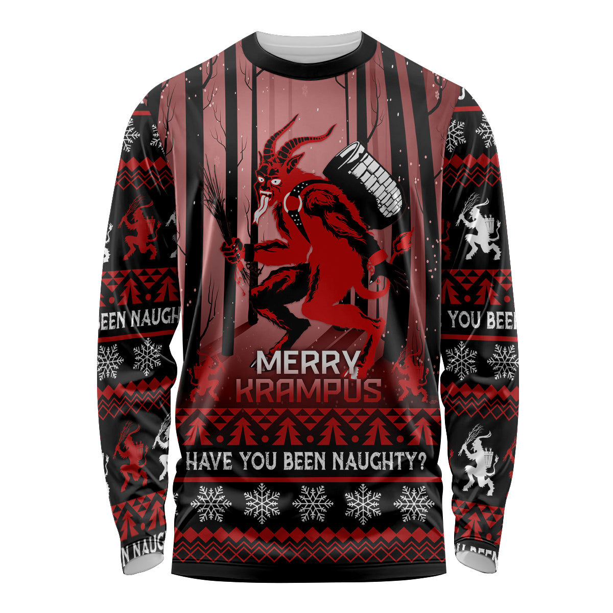 Wonder Print Christmas Long Sleeve Shirt Merry Krampus - Wonder Print Shop