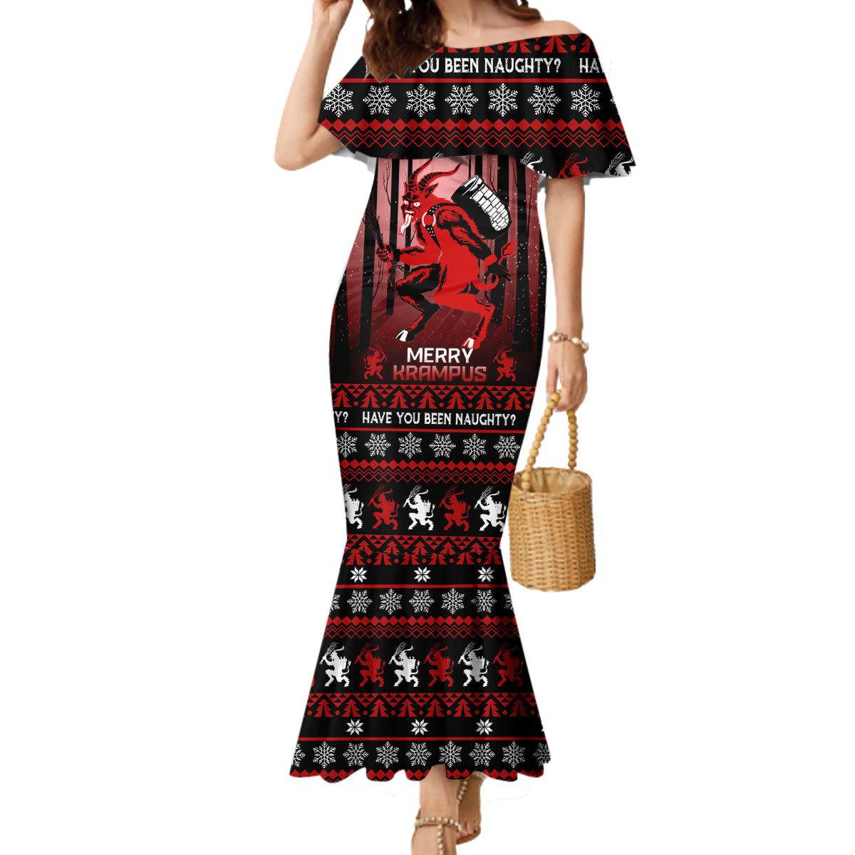 Wonder Print Christmas Mermaid Dress Merry Krampus - Wonder Print Shop