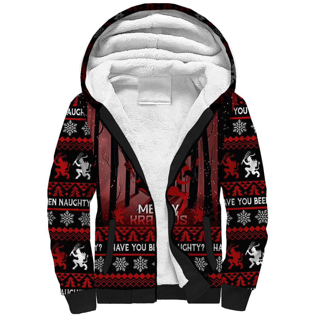 Wonder Print Christmas Sherpa Hoodie Merry Krampus - Wonder Print Shop