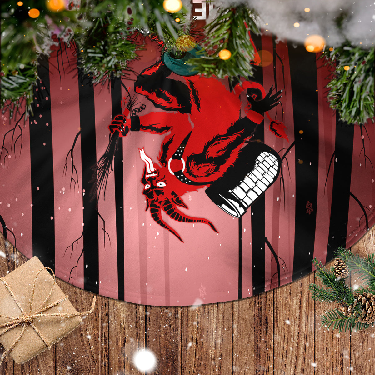 Wonder Print Christmas Tree Skirt Merry Krampus - Wonder Print Shop
