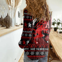 Wonder Print Christmas Women Casual Shirt Merry Krampus - Wonder Print Shop