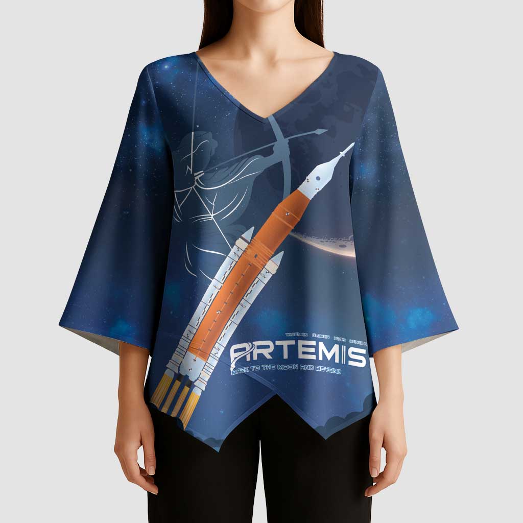 Artemis 2026 Moon Mission Kimono Sleeve Blouse Back To The Moon And Beyond