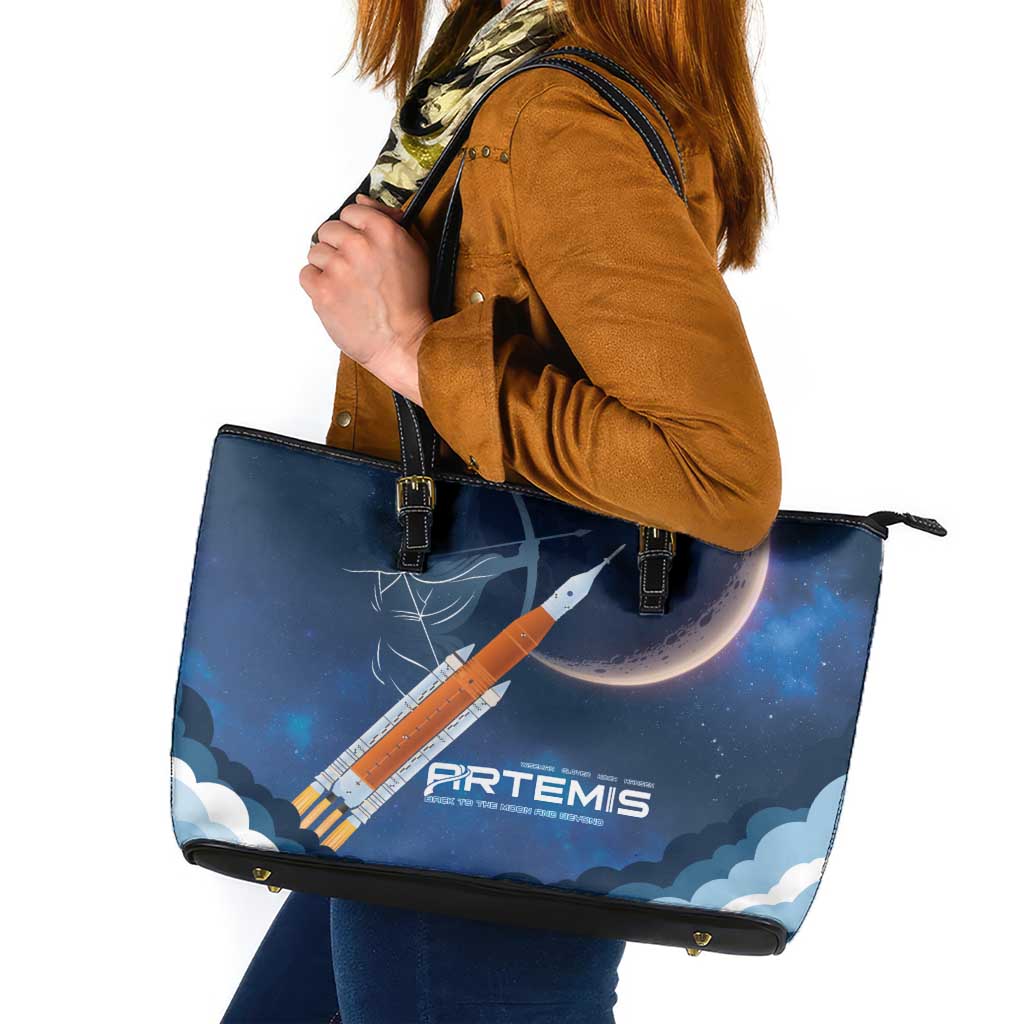 Artemis 2026 Moon Mission Leather Tote Bag Back To The Moon And Beyond