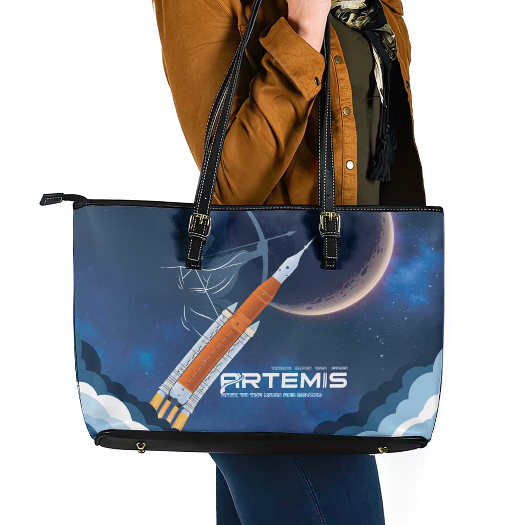 Artemis 2026 Moon Mission Leather Tote Bag Back To The Moon And Beyond