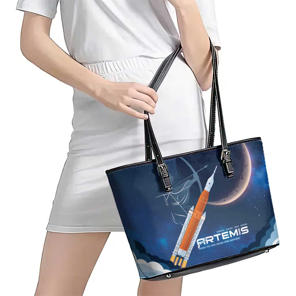 Artemis 2026 Moon Mission Leather Tote Bag Back To The Moon And Beyond
