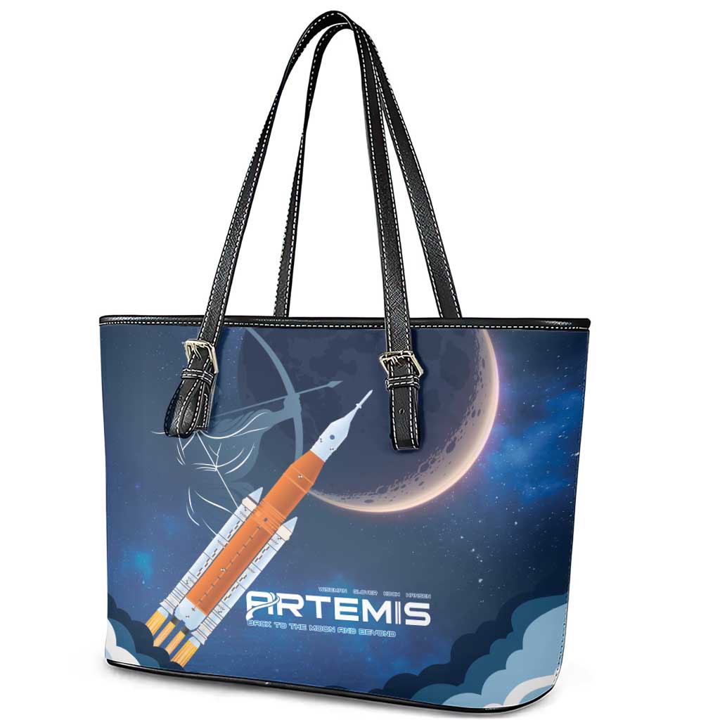 Artemis 2026 Moon Mission Leather Tote Bag Back To The Moon And Beyond