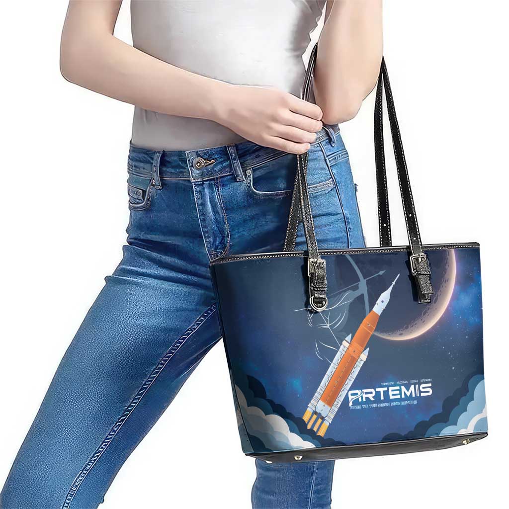 Artemis 2026 Moon Mission Leather Tote Bag Back To The Moon And Beyond
