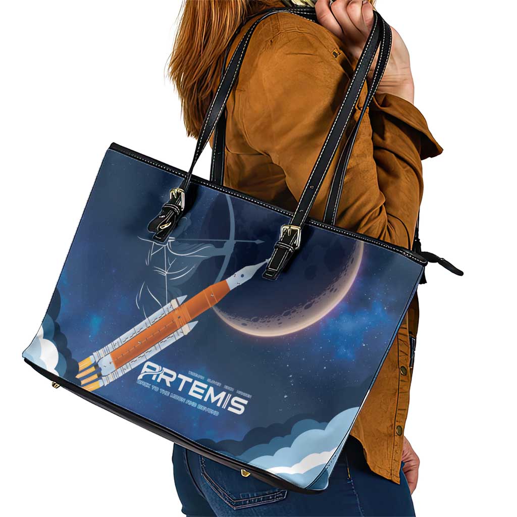 Artemis 2026 Moon Mission Leather Tote Bag Back To The Moon And Beyond