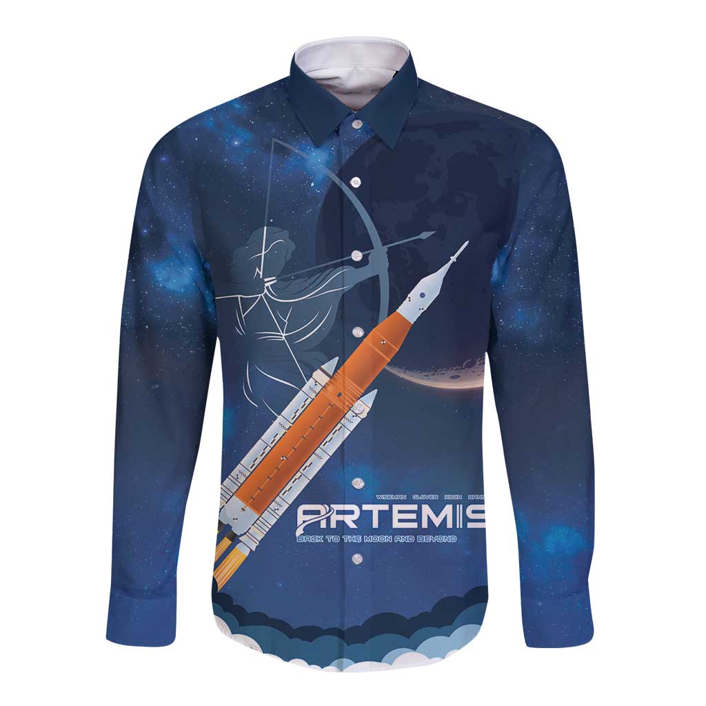 Artemis 2026 Moon Mission Long Sleeve Button Shirt Back To The Moon And Beyond