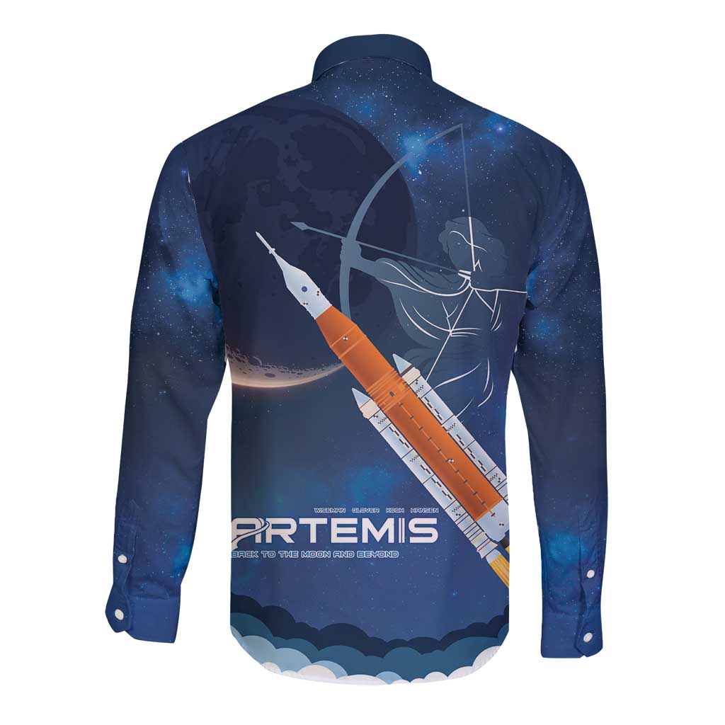 Artemis 2026 Moon Mission Long Sleeve Button Shirt Back To The Moon And Beyond