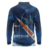 Artemis 2026 Moon Mission Long Sleeve Polo Shirt Back To The Moon And Beyond