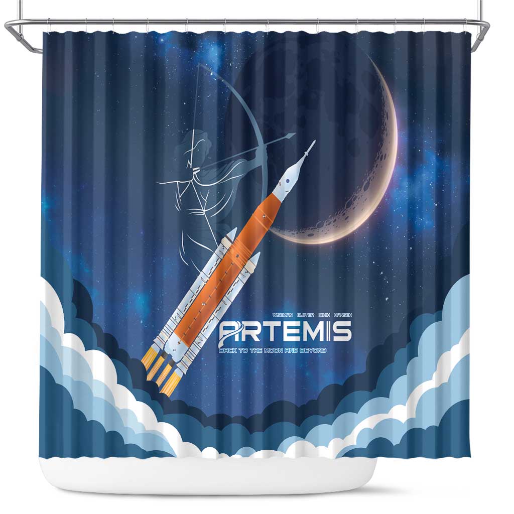 Artemis 2026 Moon Mission Shower Curtain Back To The Moon And Beyond