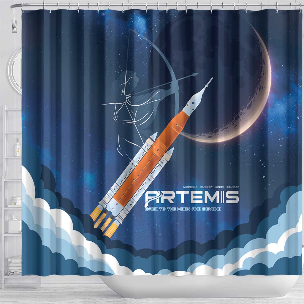 Artemis 2026 Moon Mission Shower Curtain Back To The Moon And Beyond