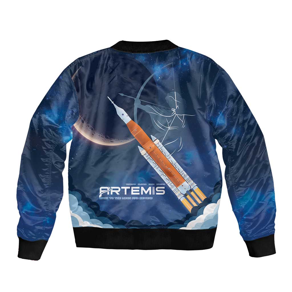 Artemis 2026 Moon Mission Sleeve Zip Bomber Jacket Back To The Moon And Beyond