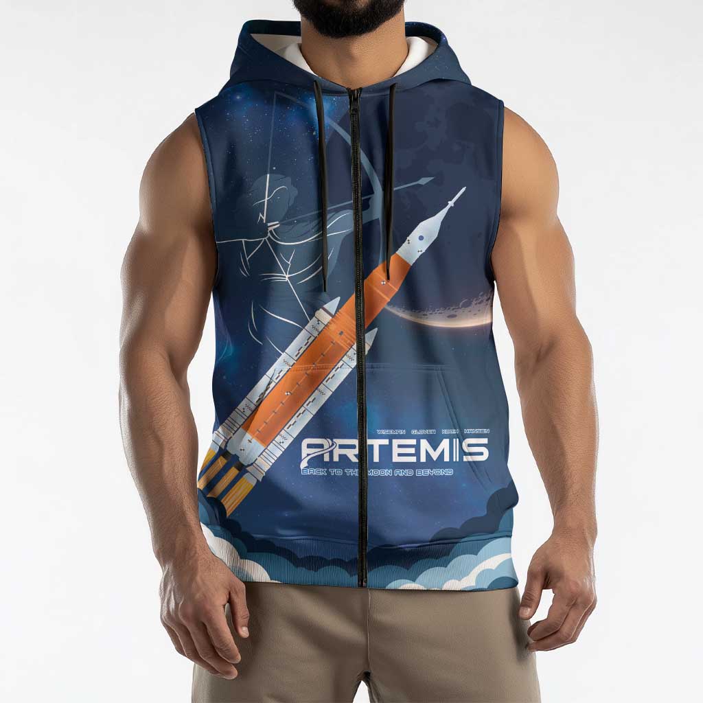 Artemis 2026 Moon Mission Sleeveless Zip Hoodie Back To The Moon And Beyond