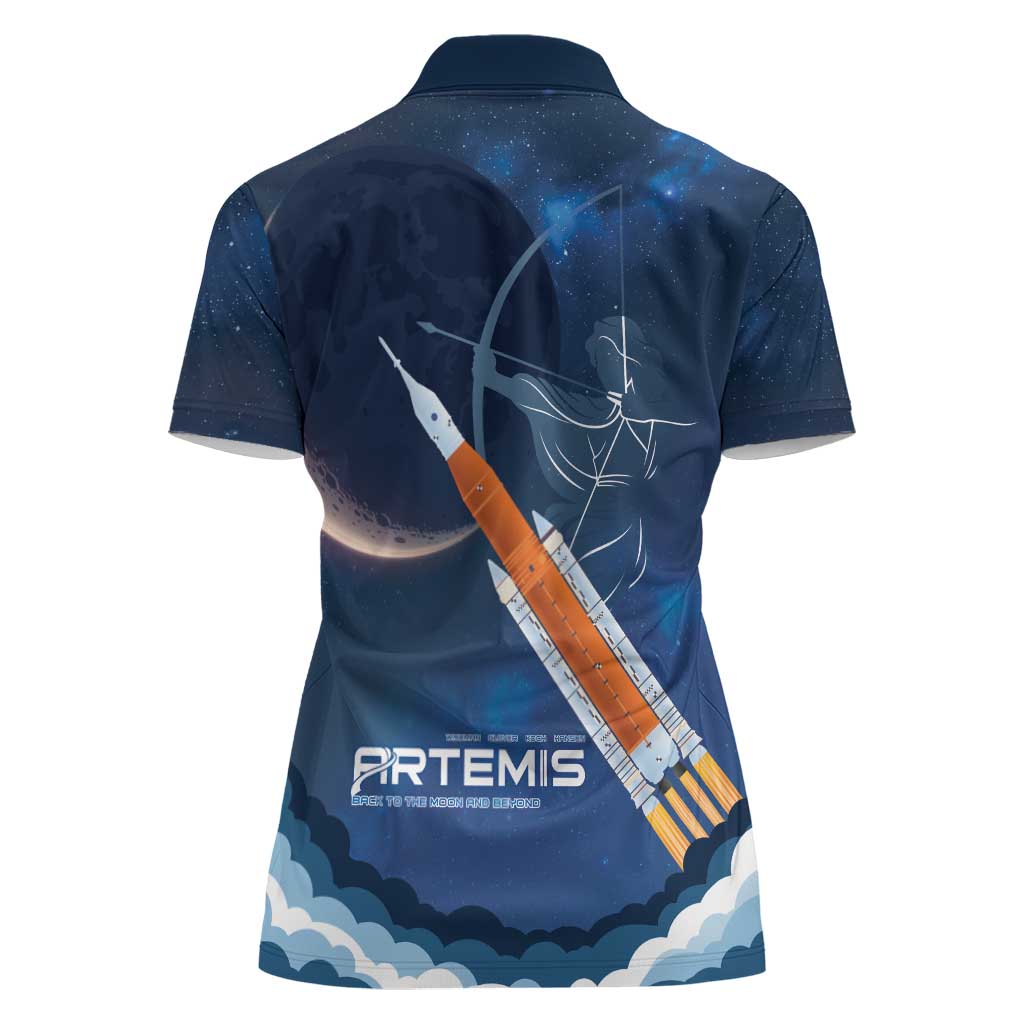 Artemis 2026 Moon Mission Women Polo Shirt Back To The Moon And Beyond