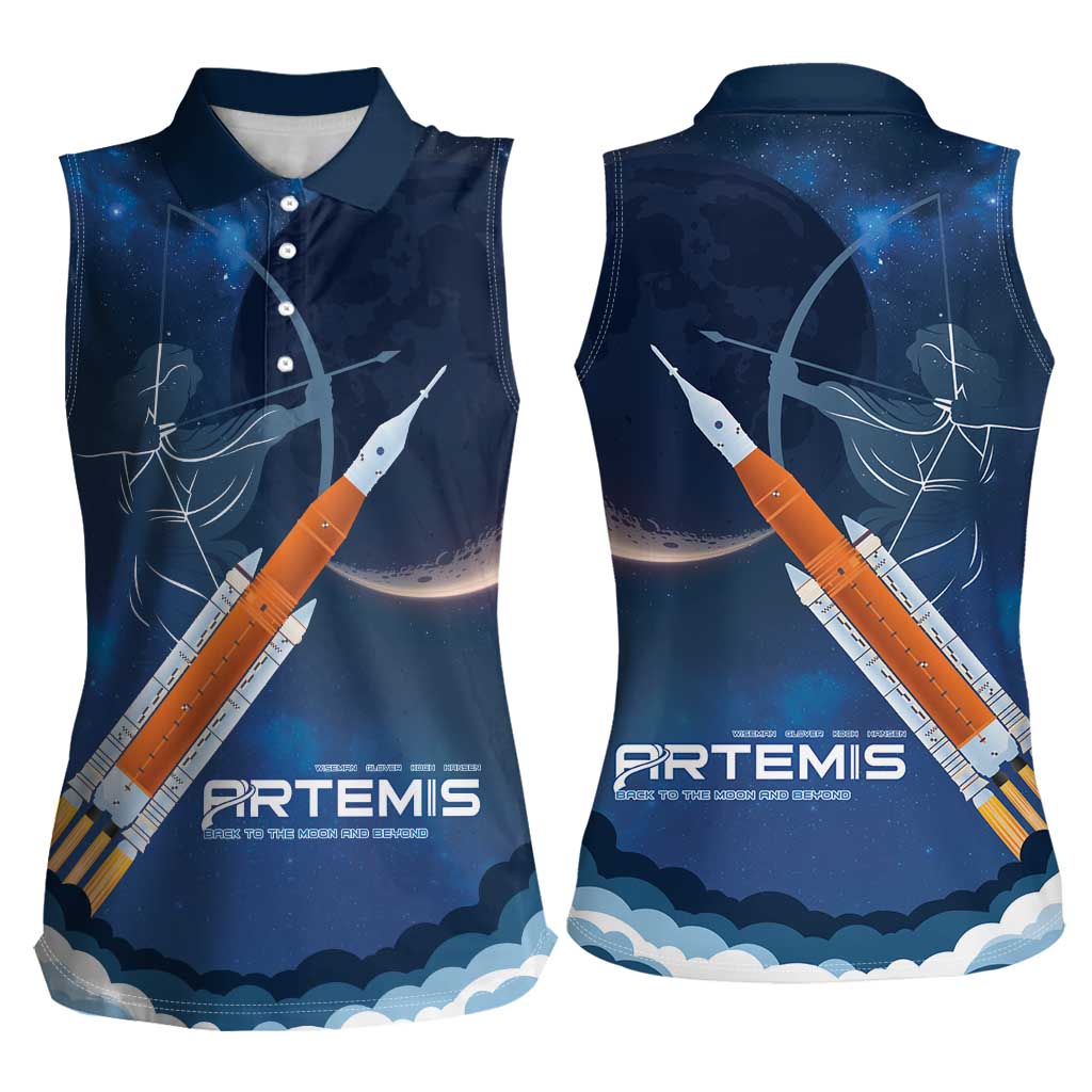 Artemis 2026 Moon Mission Women Sleeveless Polo Shirt Back To The Moon And Beyond