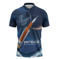 Artemis 2026 Moon Mission Zipper Polo Shirt Back To The Moon And Beyond