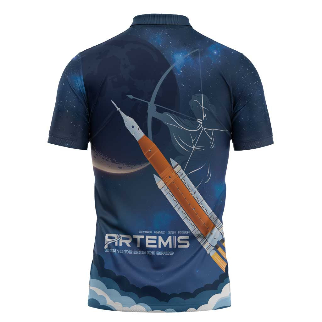 Artemis 2026 Moon Mission Zipper Polo Shirt Back To The Moon And Beyond