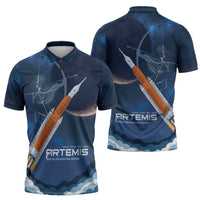 Artemis 2026 Moon Mission Zipper Polo Shirt Back To The Moon And Beyond