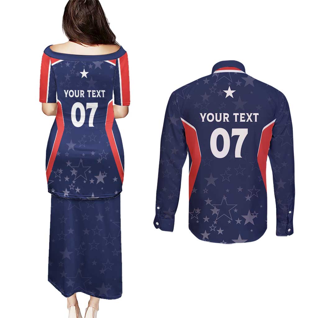 USA Cricket World Cup 2024 Custom Couples Matching Puletasi and Long Sleeve Button Shirt All Stars Sprangle LT7 - Wonder Print Shop