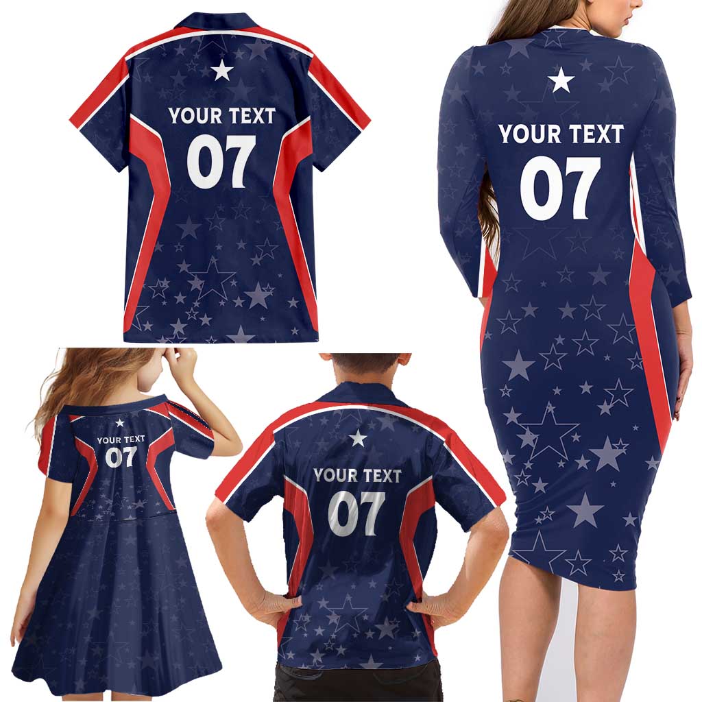 USA Cricket World Cup 2024 Custom Family Matching Long Sleeve Bodycon Dress and Hawaiian Shirt All Stars Sprangle LT7 - Wonder Print Shop
