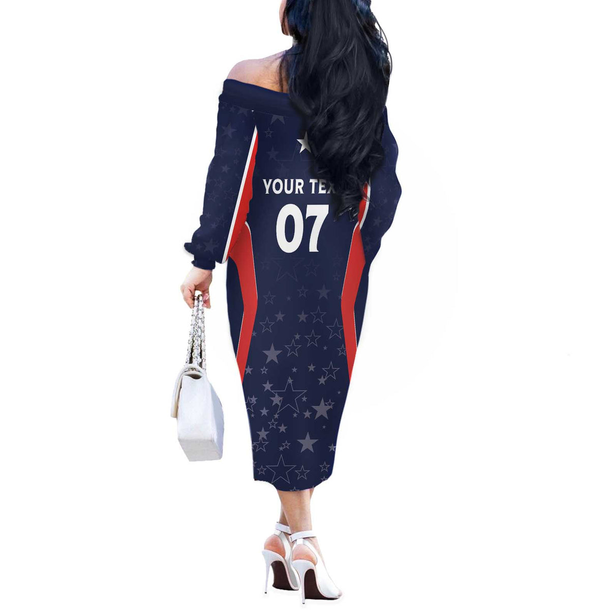 USA Cricket World Cup 2024 Custom Off The Shoulder Long Sleeve Dress All Stars Sprangle - Wonder Print Shop