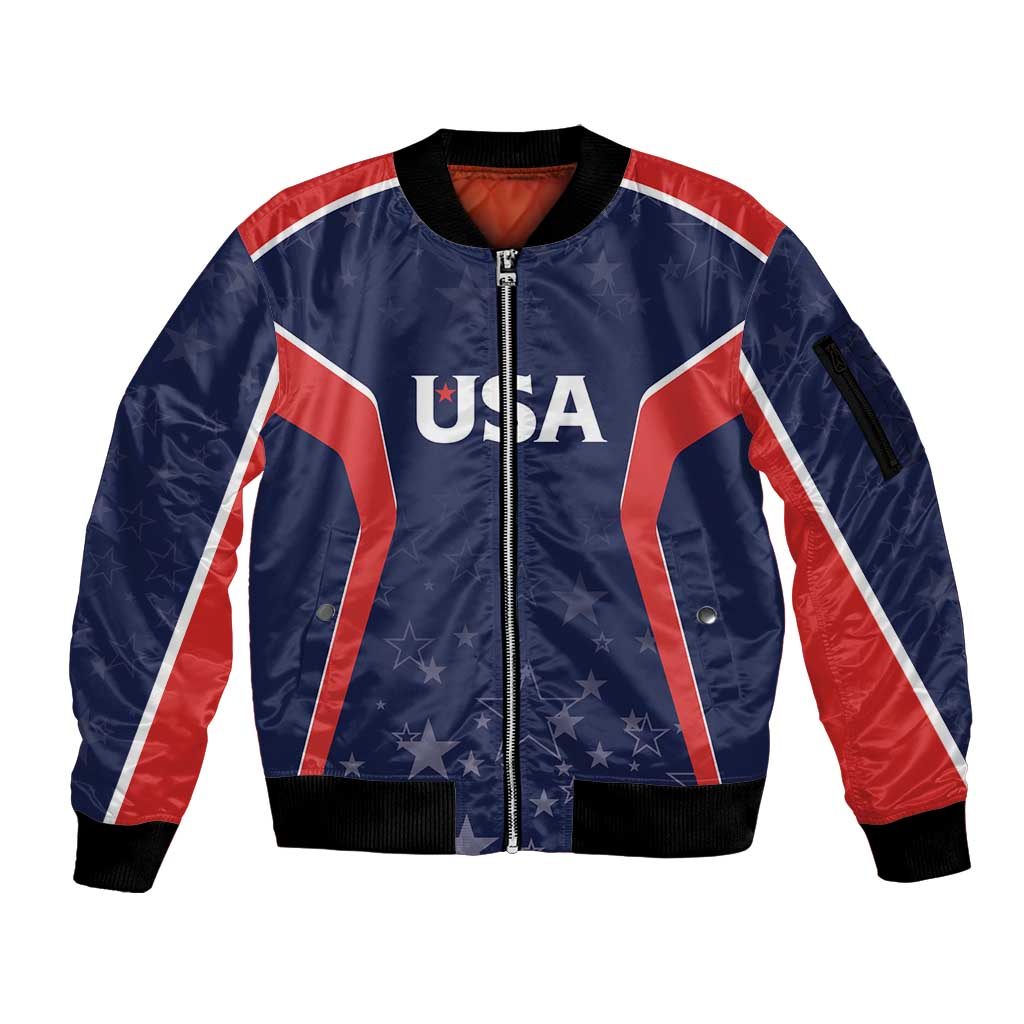 USA Cricket World Cup 2024 Custom Sleeve Zip Bomber Jacket All Stars Sprangle - Wonder Print Shop