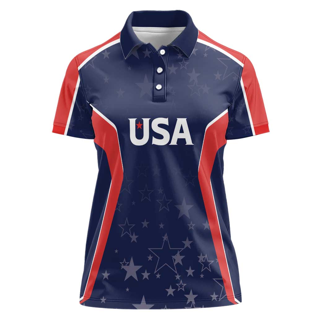 USA Cricket World Cup 2024 Custom Women Polo Shirt All Stars Sprangle - Wonder Print Shop