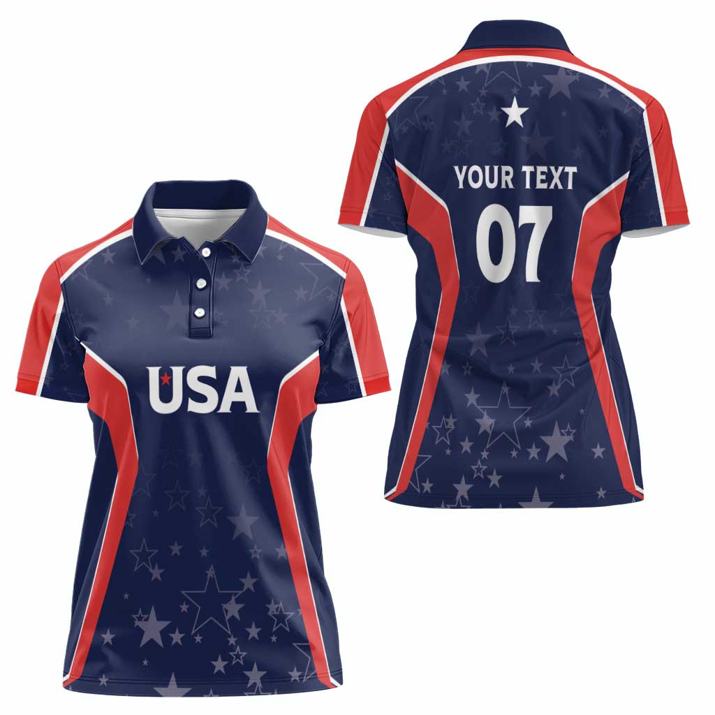 USA Cricket World Cup 2024 Custom Women Polo Shirt All Stars Sprangle - Wonder Print Shop