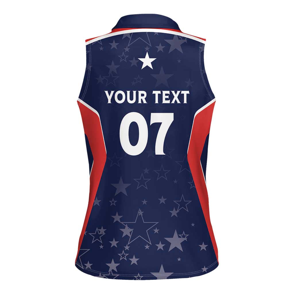 USA Cricket World Cup 2024 Custom Women Sleeveless Polo Shirt All Stars Sprangle - Wonder Print Shop