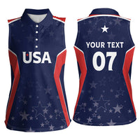 USA Cricket World Cup 2024 Custom Women Sleeveless Polo Shirt All Stars Sprangle - Wonder Print Shop