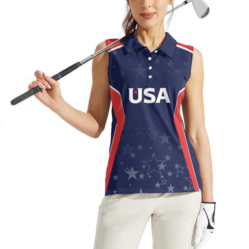 USA Cricket World Cup 2024 Custom Women Sleeveless Polo Shirt All Stars Sprangle - Wonder Print Shop