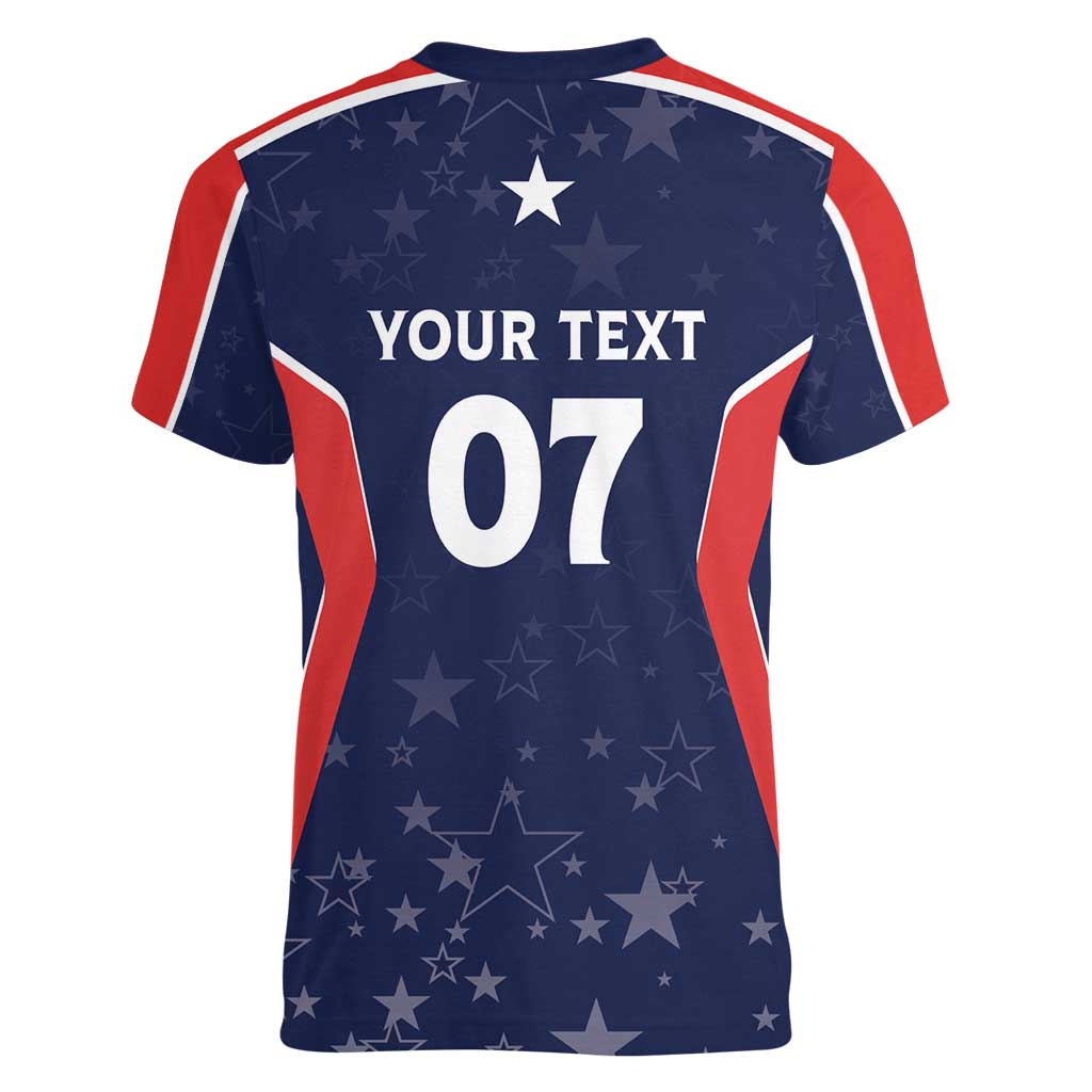 USA Cricket World Cup 2024 Custom Women V-Neck T-Shirt All Stars Sprangle - Wonder Print Shop