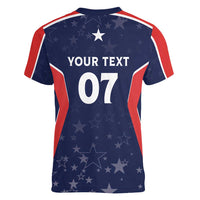 USA Cricket World Cup 2024 Custom Women V-Neck T-Shirt All Stars Sprangle - Wonder Print Shop