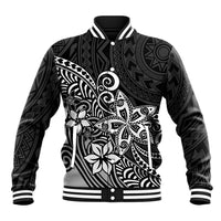 Polynesia Baseball Jacket Plumeria Black Curves LT7 - Wonder Print Shop