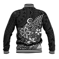 Polynesia Baseball Jacket Plumeria Black Curves LT7 - Wonder Print Shop