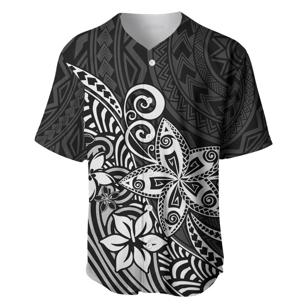 Polynesia Baseball Jersey Plumeria Black Curves LT7 - Wonder Print Shop
