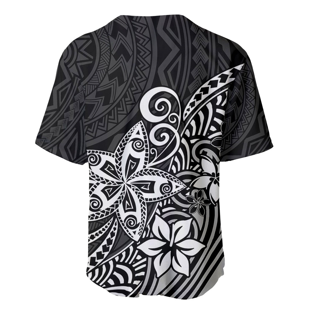 Polynesia Baseball Jersey Plumeria Black Curves LT7 - Wonder Print Shop