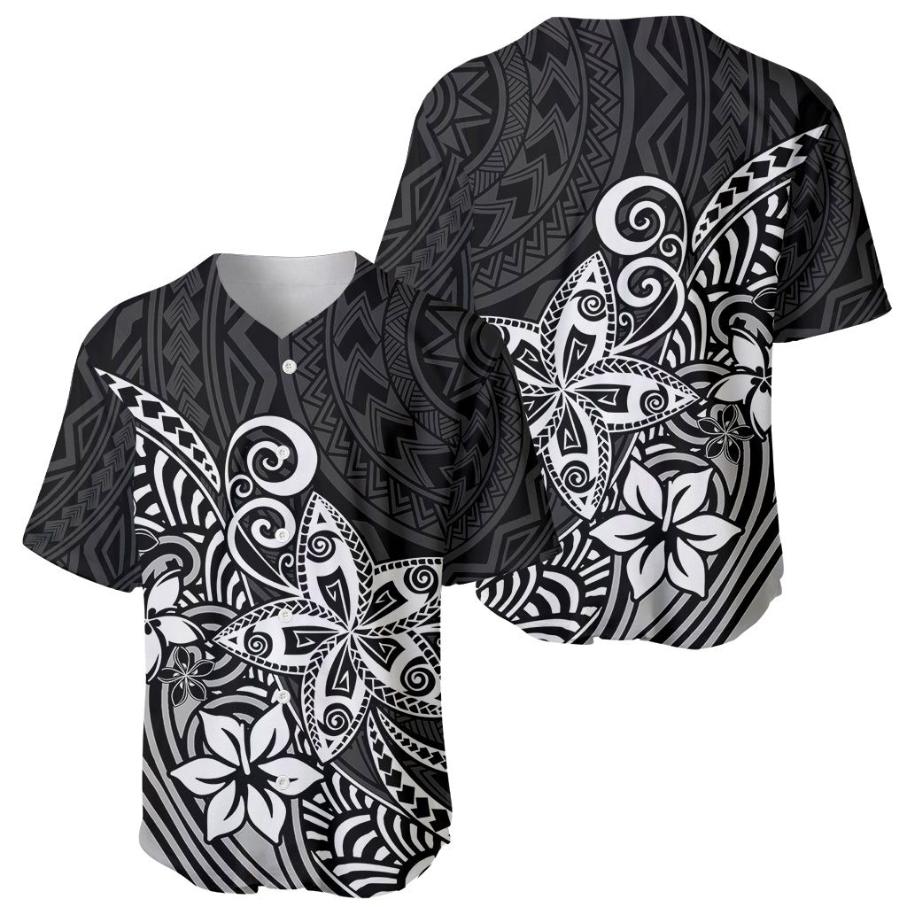 Polynesia Baseball Jersey Plumeria Black Curves LT7 - Wonder Print Shop