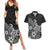 Polynesia Couples Matching Summer Maxi Dress and Hawaiian Shirt Plumeria Black Curves LT7 - Wonder Print Shop