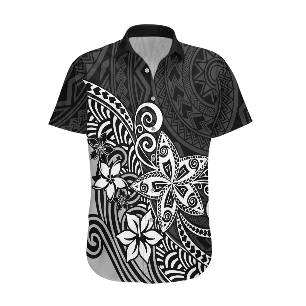 Polynesia Hawaiian Shirt Plumeria Black Curves - Wonder Print Shop