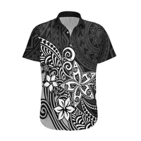 Polynesia Hawaiian Shirt Plumeria Black Curves - Wonder Print Shop