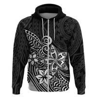 Polynesia Hoodie Plumeria Black Curves - Wonder Print Shop