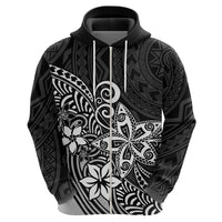 Polynesia Hoodie Plumeria Black Curves - Wonder Print Shop