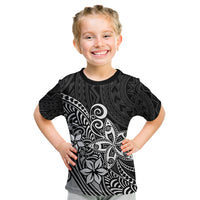 Polynesia Kid T Shirt Plumeria Black Curves - Wonder Print Shop