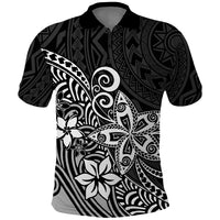 Polynesia Polo Shirt Plumeria Black Curves - Wonder Print Shop